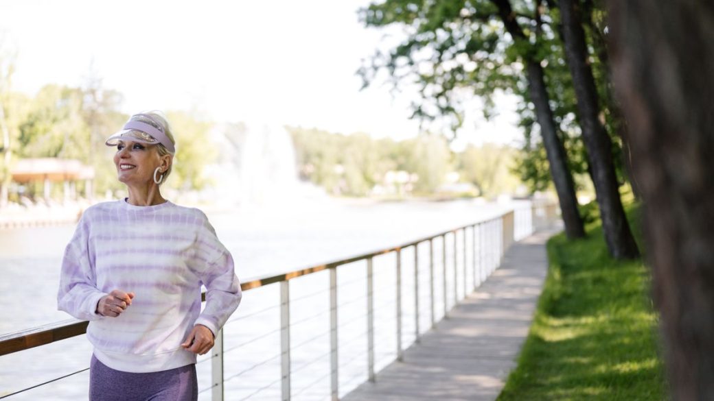 Woman walking outdoors for fitness