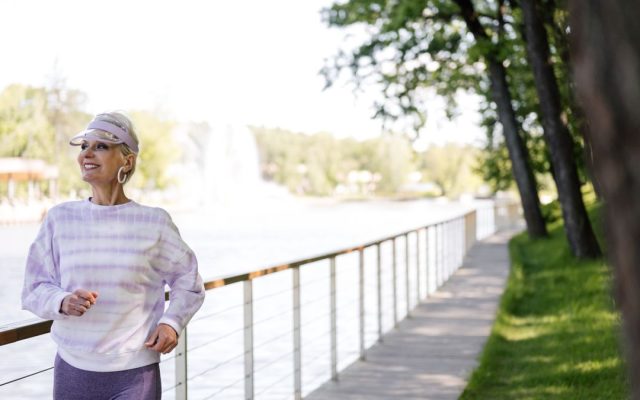Woman walking outdoors for fitness