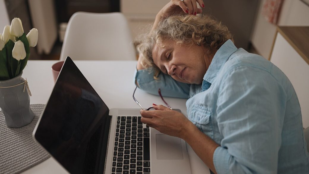 tired stressed woman working