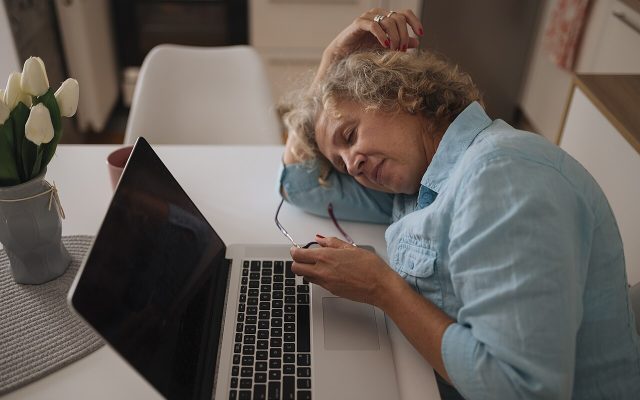 tired stressed woman working