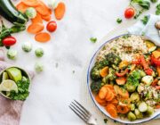 A plate of colorful anti-inflammatory vegetables and salad