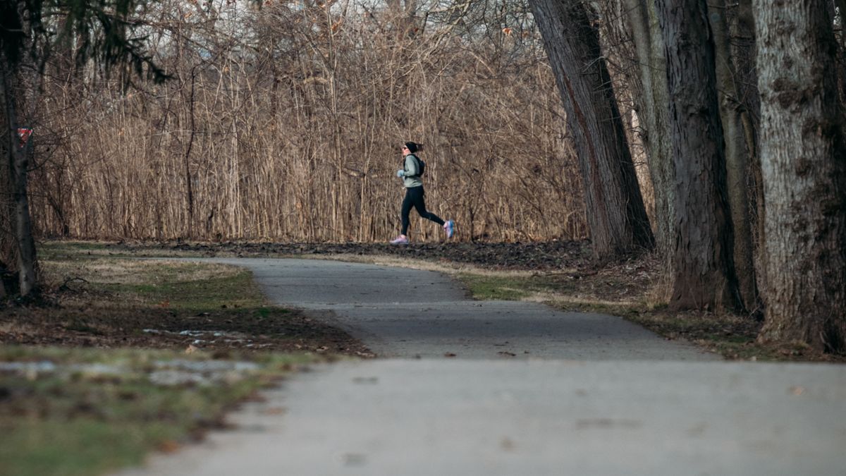 Man jogging in a park, aerobic exercise that helps reduce belly fat in men