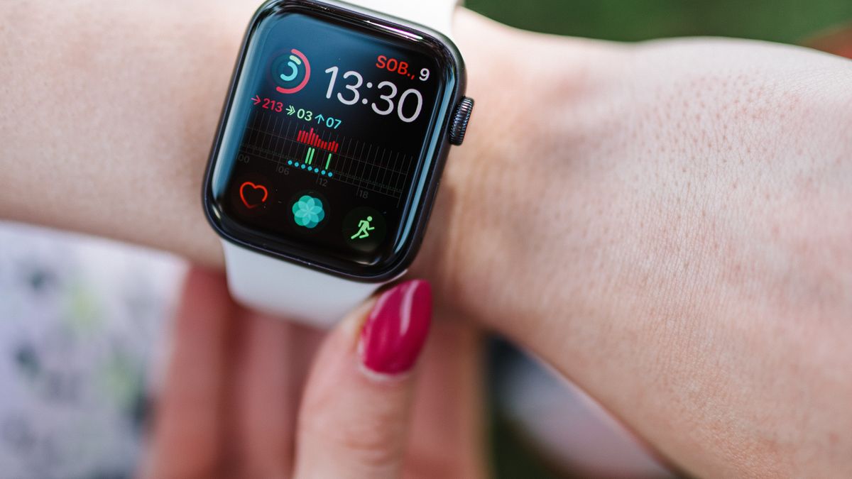Close-up of a smartwatch tracking how many steps a day its wearer takes